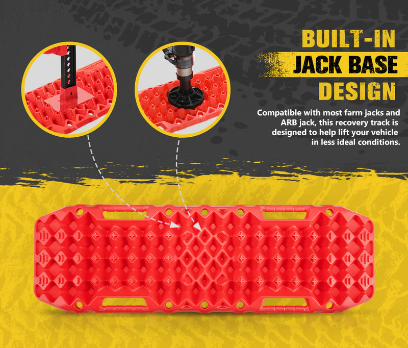Bunker Indust Recovery Tracks Farm Jack Base 10T Board Sand Mud Snow OffRoad 4WD Red