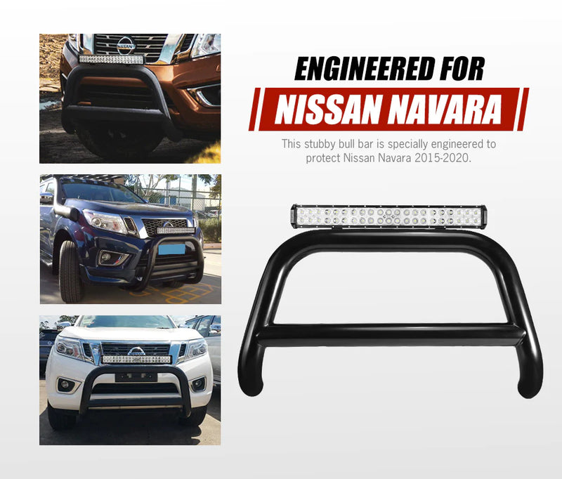 Nudge Bar 3" Grille Guard For Nissan Navara NP300 2015-2020 + 20" LED Light Bar