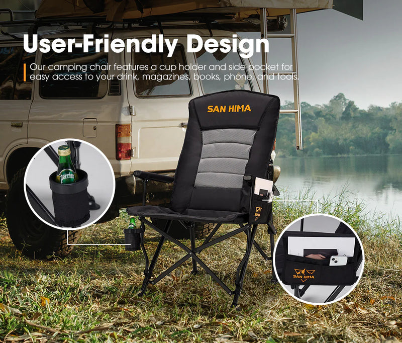 San Hima Folding Camping Chair Outdoor Portable Thick Padding With Storage Bag