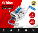 Hand Winch 2000KG/4410LBS 3 Speed Dyneema Synthetic Rope Boat Car Marine 10M