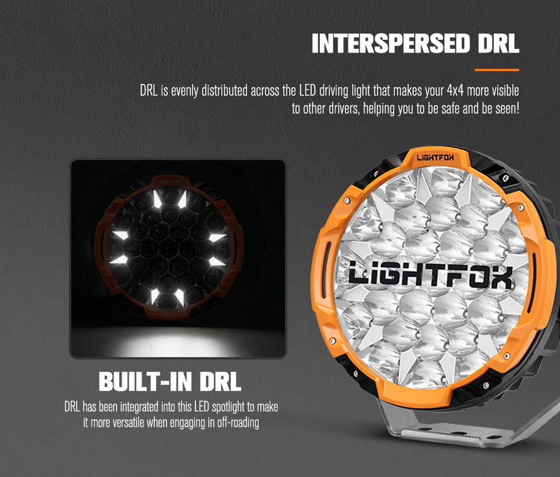 LIGHTFOX 9" Osram LED Driving Lights + 20" Single Row LED Light Bar + Wiring Kit