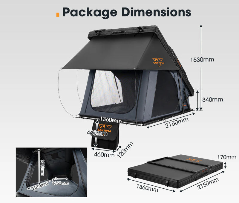 San Hima Kalbarri X Rooftop Tent Hardshell With Ladder Camping 4x4 4WD