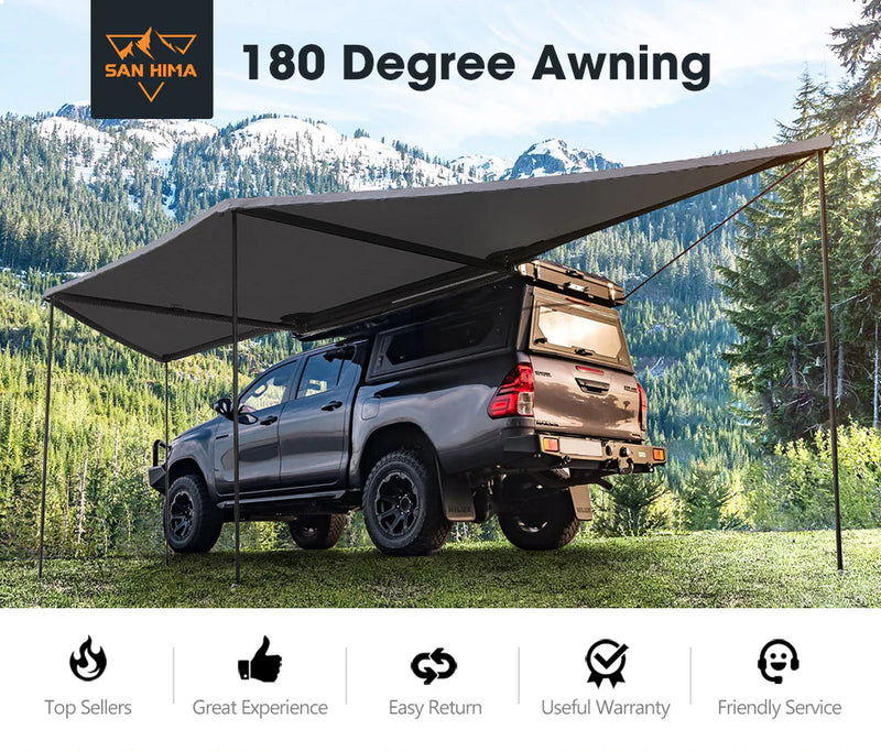 San Hima 180 Degree Free-Standing Awning 600D Double-Ripstop Oxford UPF50+ 4X4