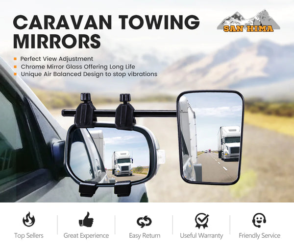 Universal towing mirror pair clip on for caravan, 4X4, trailer single mirror.