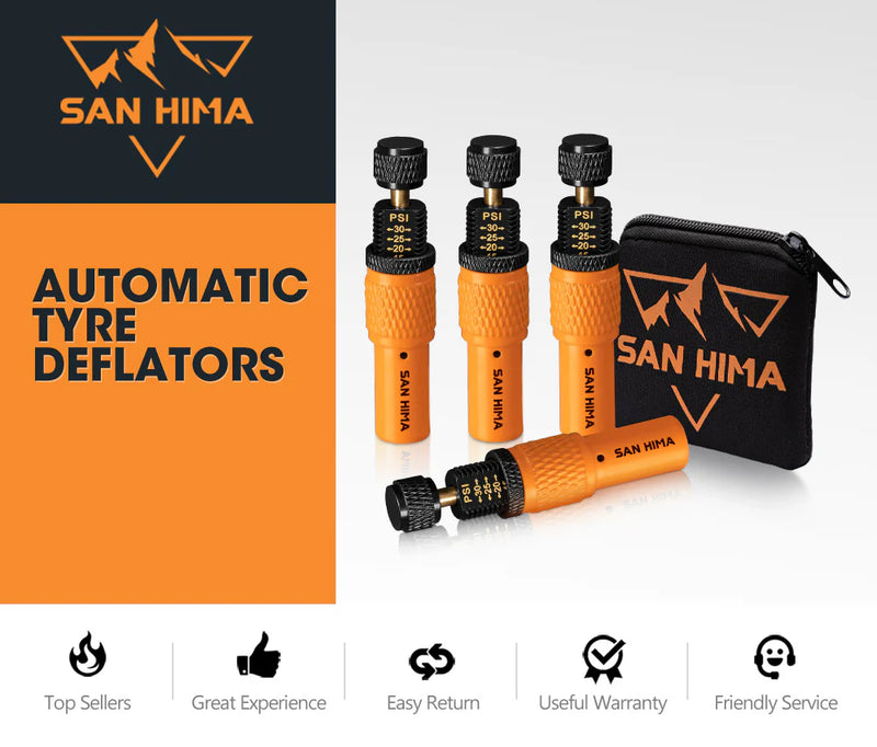 San Hima Tyre Deflators x4 Air Deflator 10~30 PSI Tire Valve Core Tool Portable