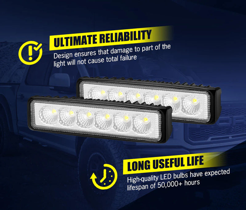 LIGHTFOX 6inch Led Light Bar IP68 Rating 3,950 Lumens 2pc