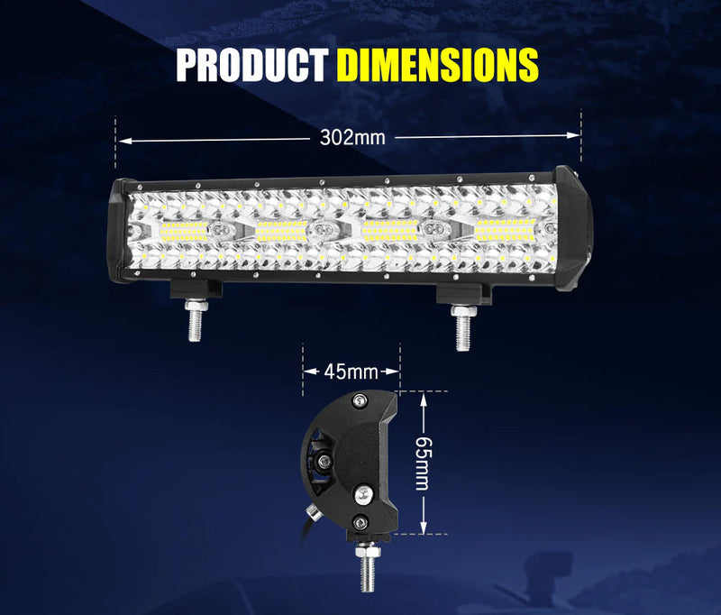 LIGHTFOX 12inch Led Light Bar IP68 Rating 6,890 Lumens