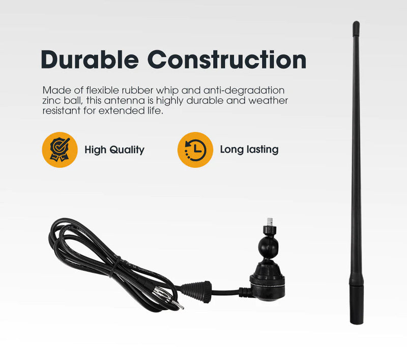 Uhf Radio Antenna Black Rubber Duck AM/FM With Cable Suits 4X4 Car Truck Caravan