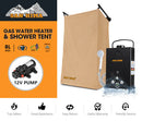 SAN HIMA Camping Black Shower Awning Fold-Out Instant Ensuite + 8L Gas Hot Water Heater