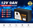 12V 9AH AGM Battery Deep Cycle Battery AMP Lead Acid SLA Solar Power