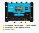 20A Solar Charge Controller 12V 24V Lithium Battery Panel Regulator 2 USB LCD