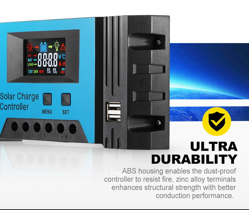 30A Amp PWM Solar Charge Controller 30AMP Battery Regular 12V/24V LCD 4 USB