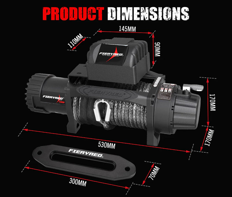 13000LBS 12V Synthetic Rope Electric Winch
