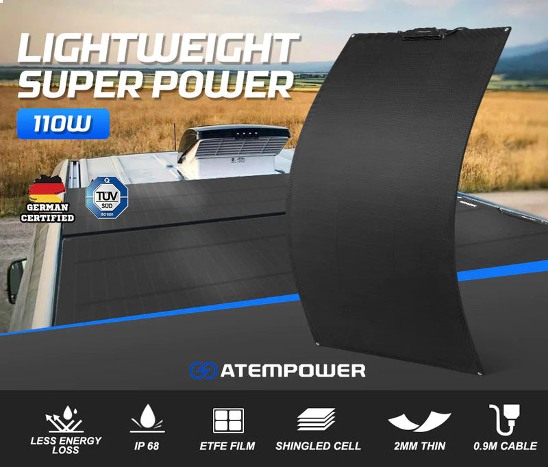ATEM POWER 110W 12V Flexible Solar Panel Mono Shingled Battery Charging Caravan