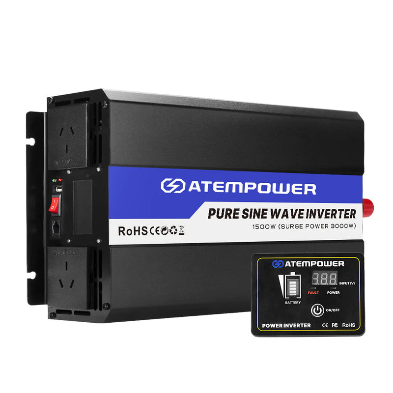 ATEM POWER 1500W/3000W 12V to 240V Pure Sine Wave Power Inverter