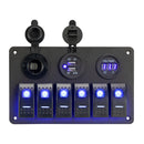 6 Gang LED Rocker Switch Panel 12V 24V ON OFF Toggle Dual USB