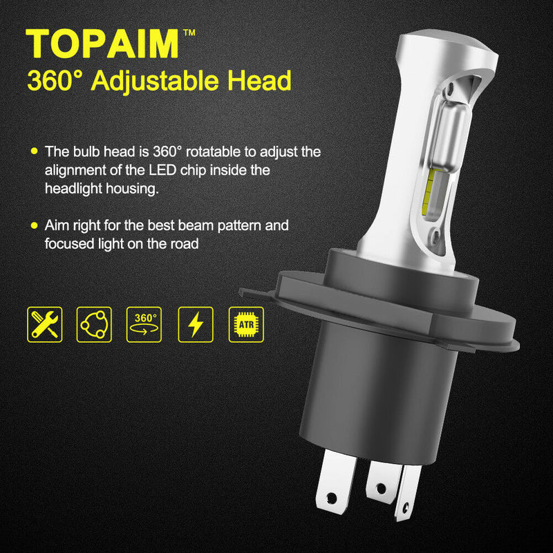 Pair 9003 H4 6000LM LED Headlight kit 6500K Lamp Bulbs Globes Hi/Lo Beam Upgrade