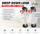 2x 550mm Drop Down Corner Steadies Stabilizer Legs Caravan Camper Trailer